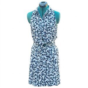 Rachel Rachel Roy Dress Anchor Print Cut Out Tie Front 4 Blue White Women